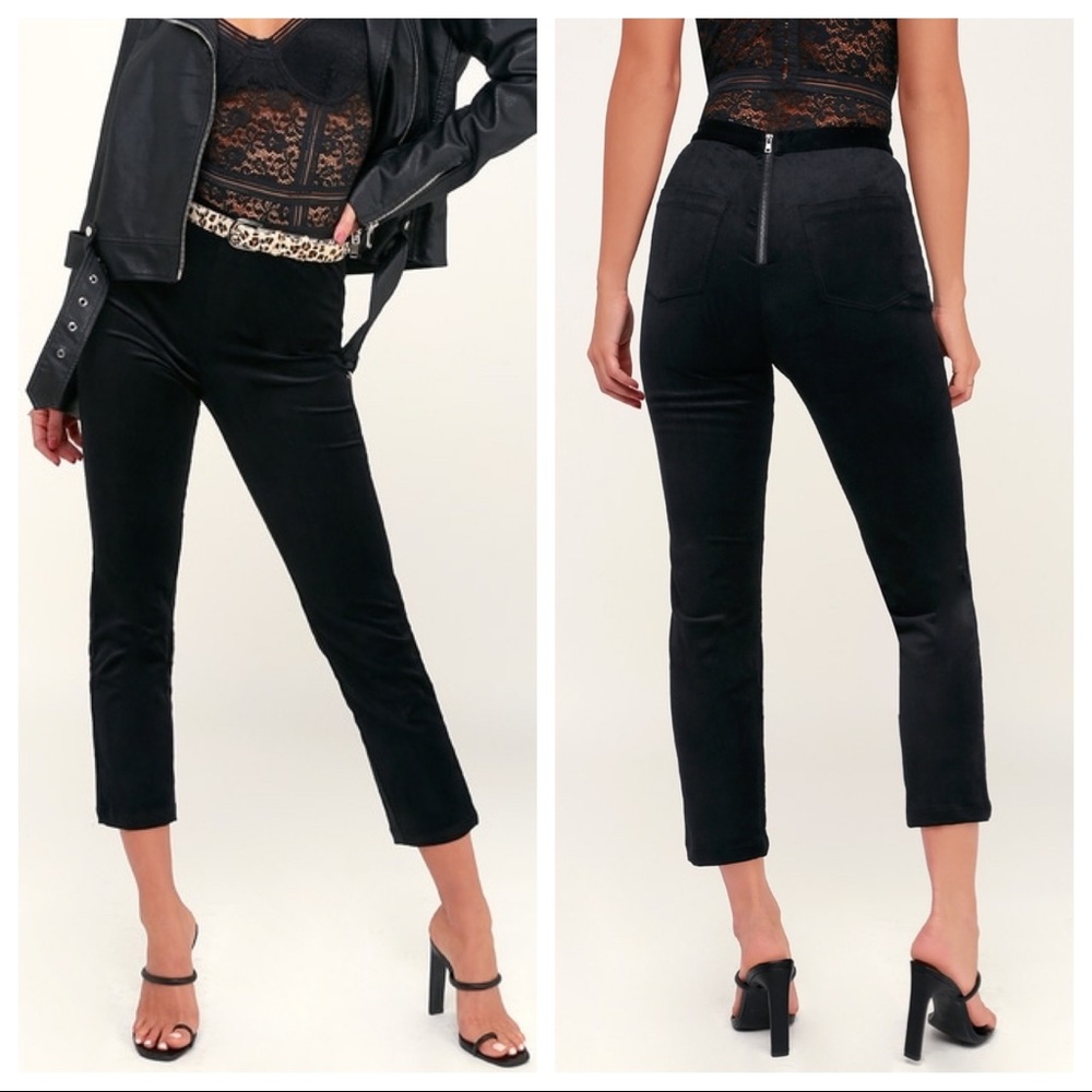 Lulu’s Black Velvet Ankle Pants